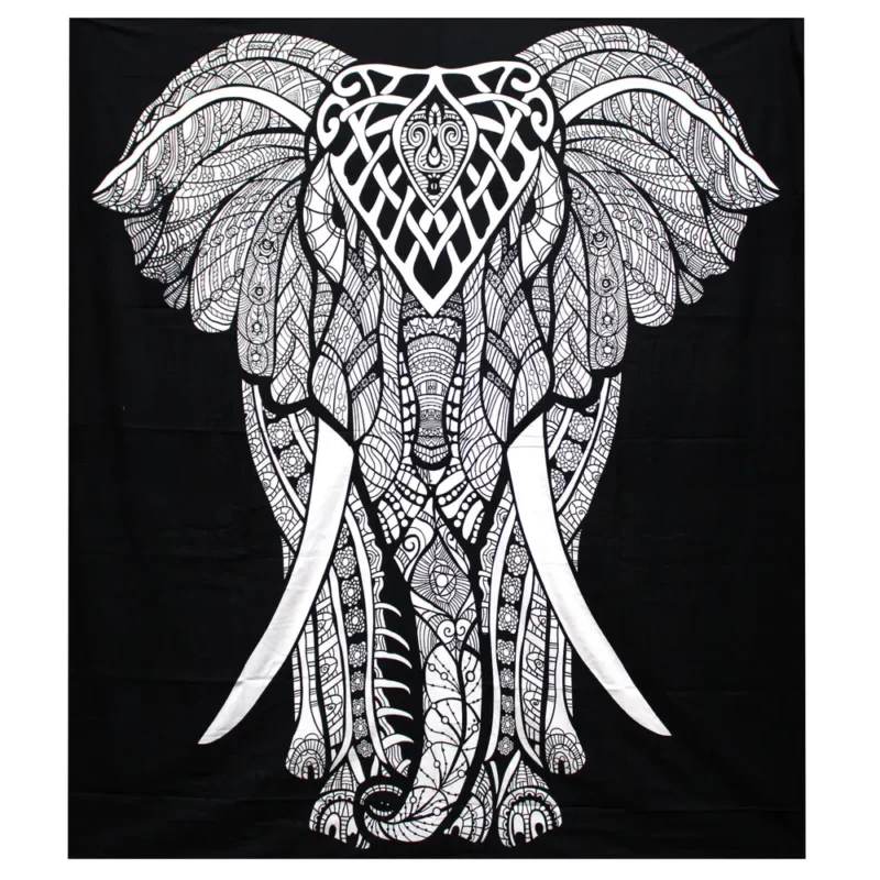Dobbelt B&W Bomuldsdyne + Tapestry - Elefant