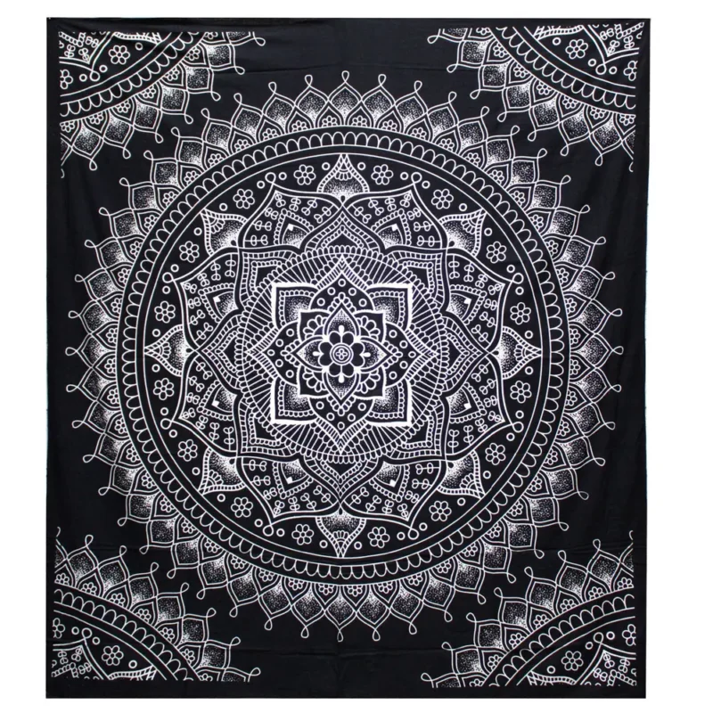 Dobbelt B&W bomuldsdyne + gobelin - Lotusblomst