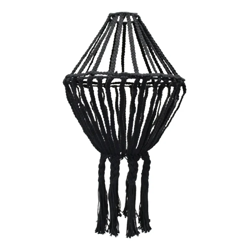 Stor macrame lysekrone - Sort