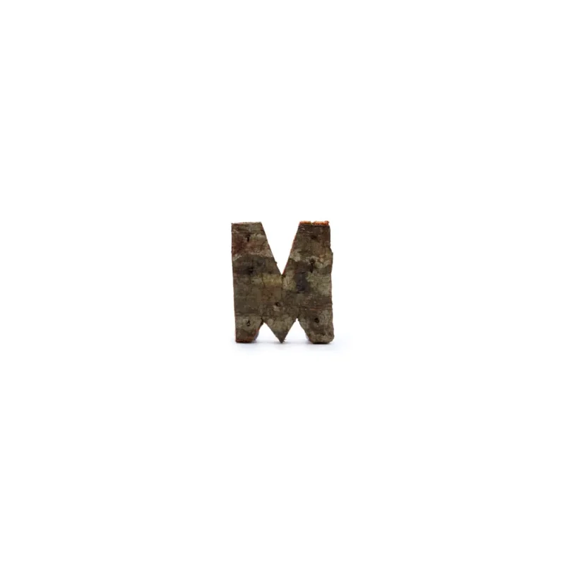 Rustik Bark Letter - "M" (12) - Lille 7 cm