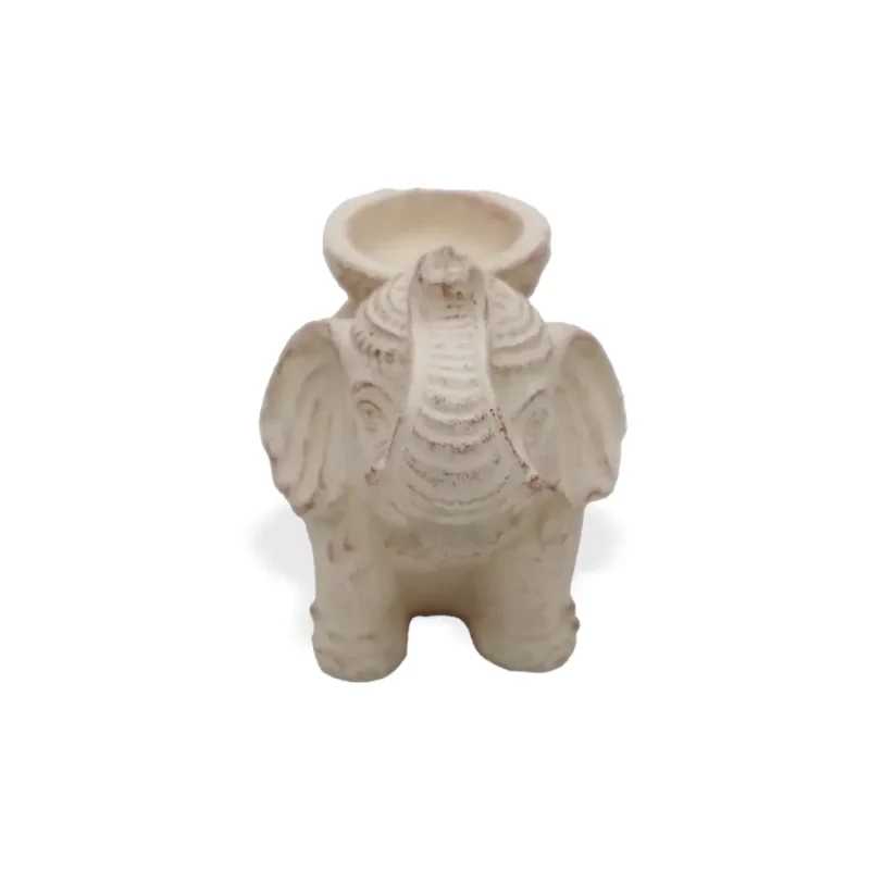 Elefant røgelse og lysestage (creme)