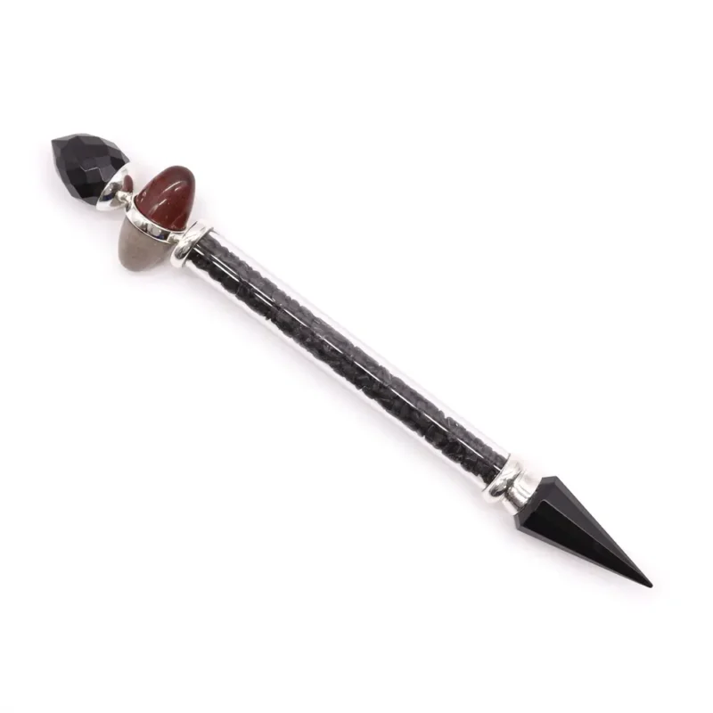 Shiva Lingam Magic Wand - Sort turmalin og agat - beskyttelse