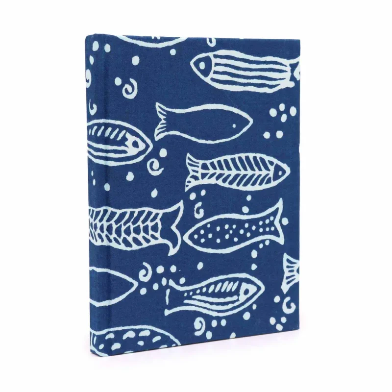 Notesbøger med bomuldsbind 20x15cm - 96 sider - Indigo fisk