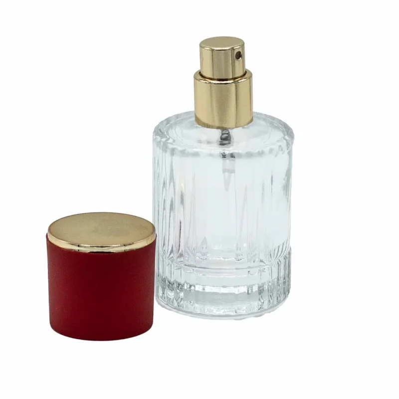 Parfumeflasker i glas med sprayflaske og rødt låg 30 ml