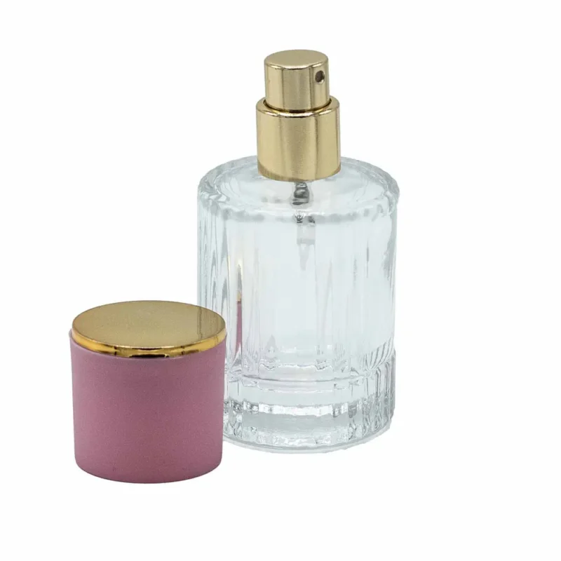 Parfumeflasker i glas med sprayflaske og lyserødt låg 30 ml