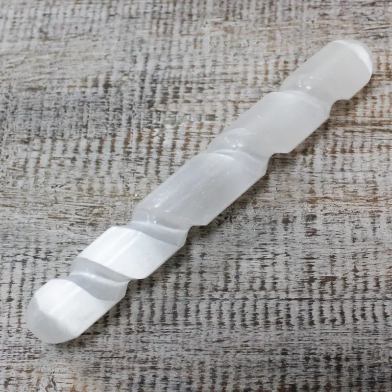 Selenite Spiral Wand - 16 cm (begge ender runde)