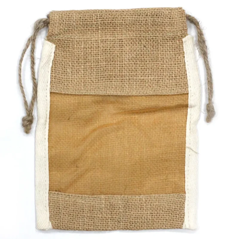 Medium vasket jutepose - 21x15cm