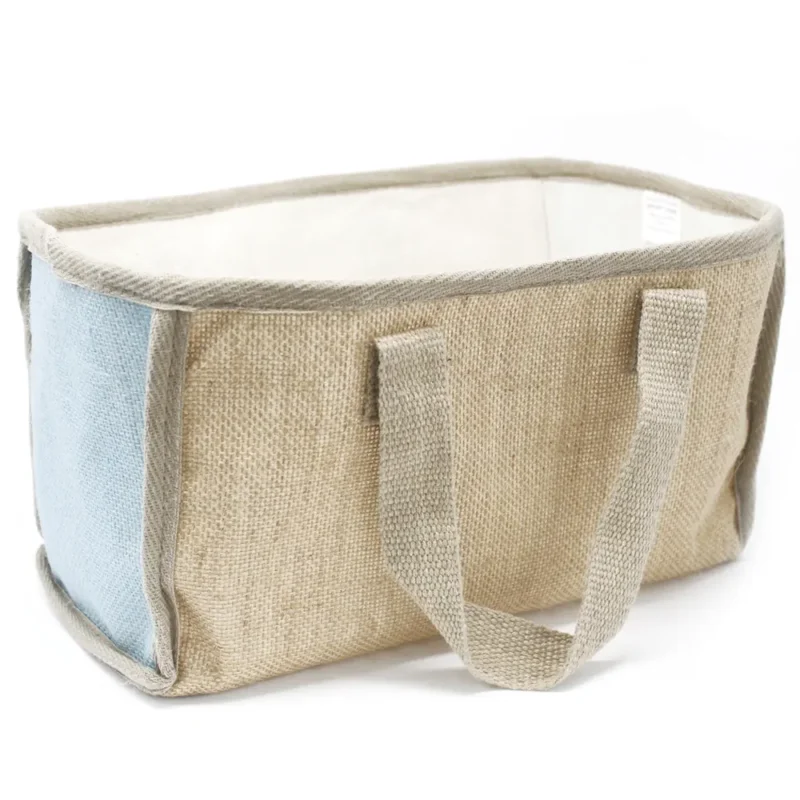 Stor jutekurv - 33x18x20cm - Blå