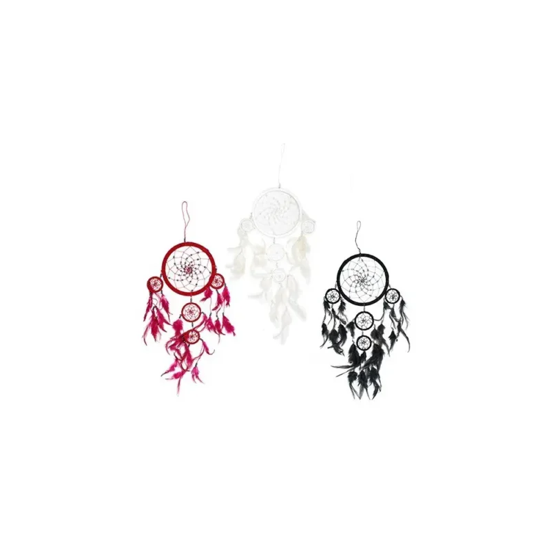 Bali Dream Catcher Large Hoop - Sort/Hvid/Rød (assorterede farver)