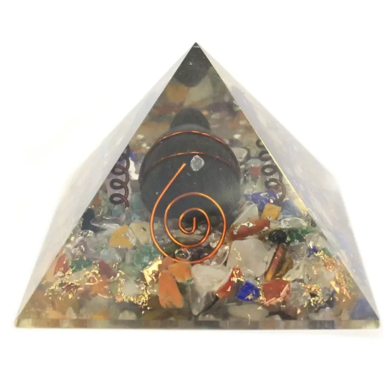 Org Orgonite Pyramid 60 mm ædelstene,kobber,skildpadde