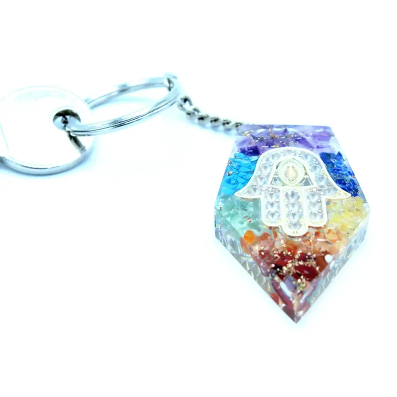 Orgonite Power nøglering - Hamsa Chakra ædelsten