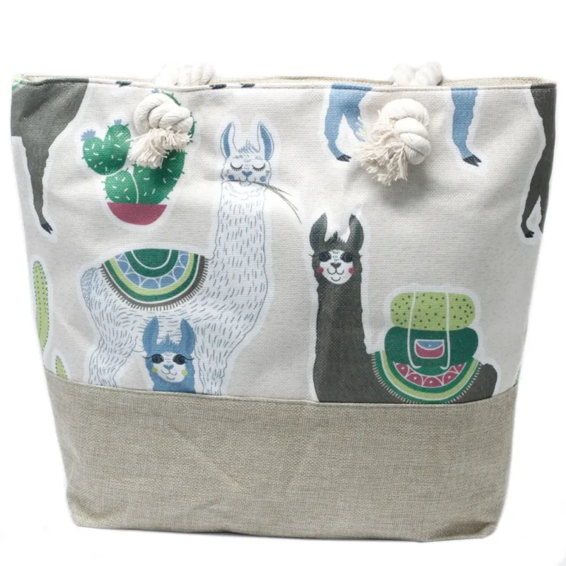Shoppertaske med rebhåndtag - Lamaer