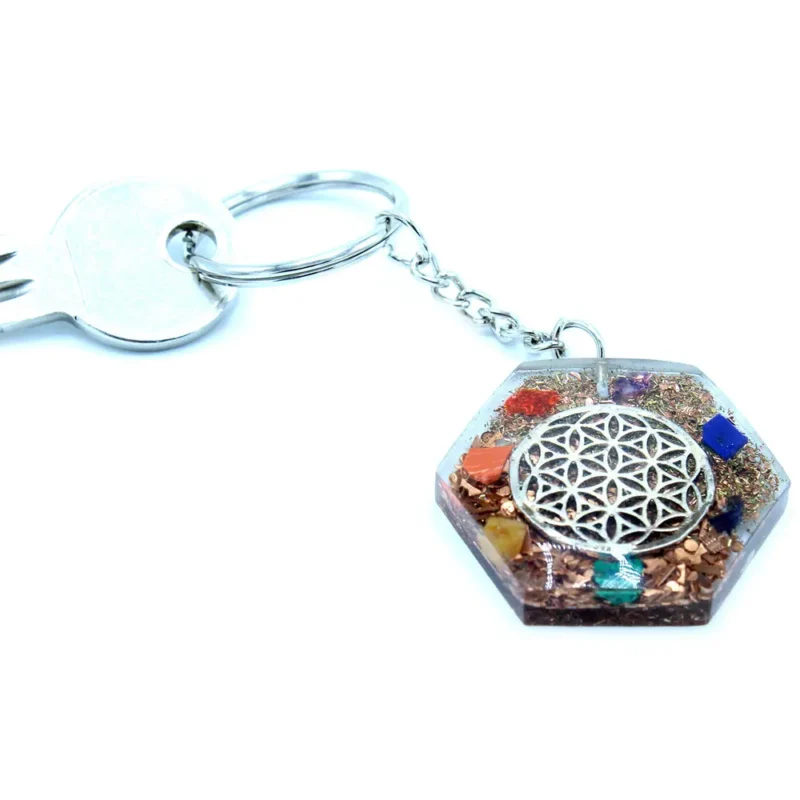 Orgonite Power nøglering - Octagon Flower of Life