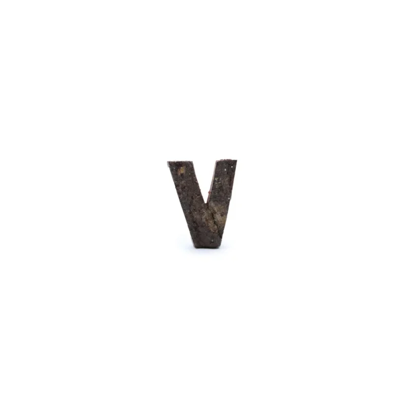 Rustik Bark Letter - "V" (12) - Lille 7 cm