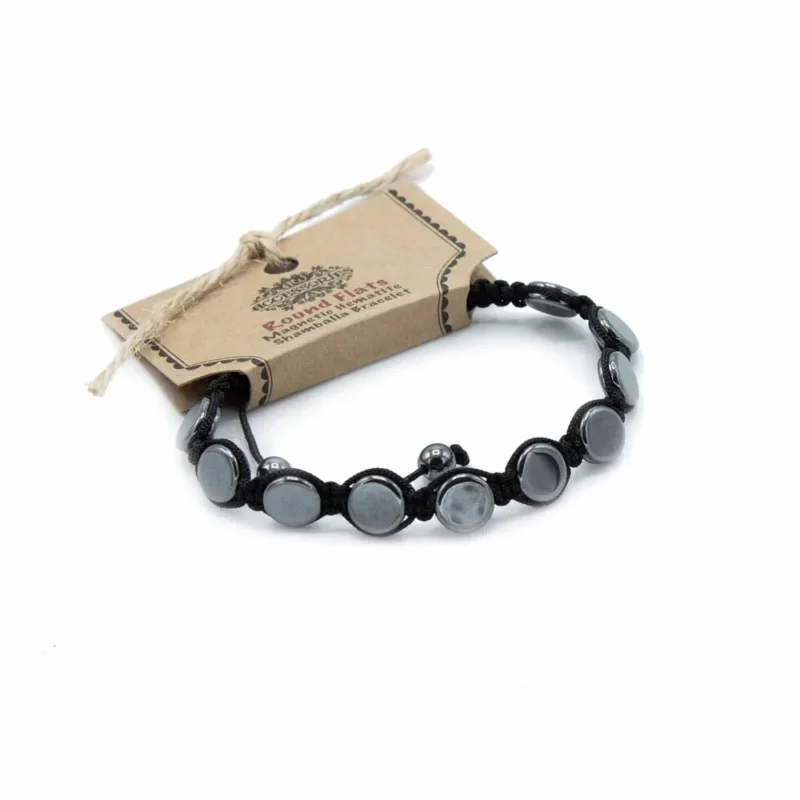 Shamballa magnetisk hæmatit armbånd - flade cirkler