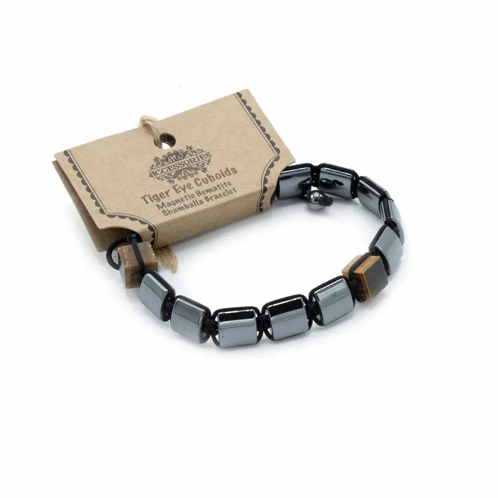 Hæmatit Shamballa magnetisk armbånd - Tiger's Eye Cuboids 1 Hæmatit Shamballa magnetisk armbånd - Tiger's Eye Cuboids