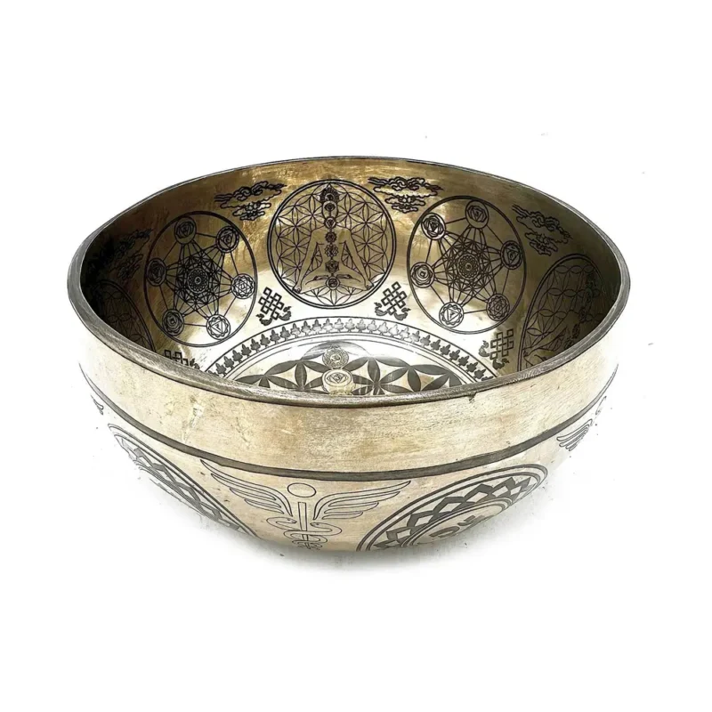 Graveret helbredende tibetansk skål - 16cm - 7 chakraer