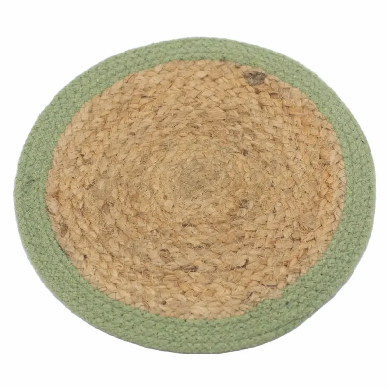 Naturlig dækkeserviet - Jute & Bomuld 30cm - Olivenkant