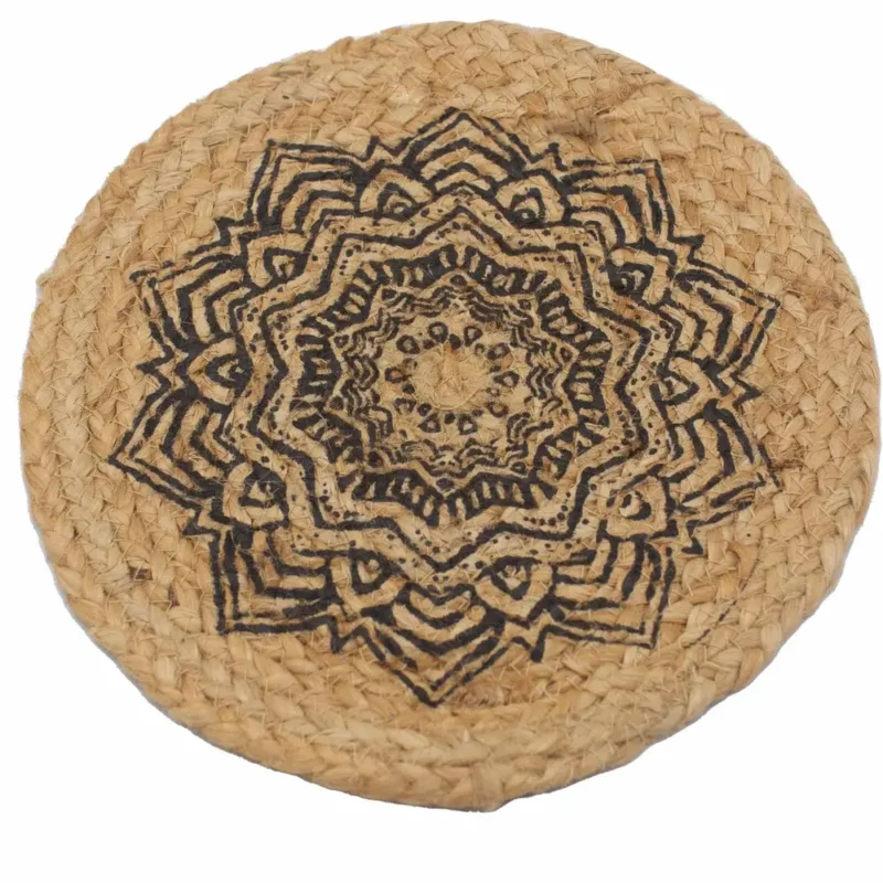 Naturlig dækkeserviet - Jute 30cm - Mandala Print