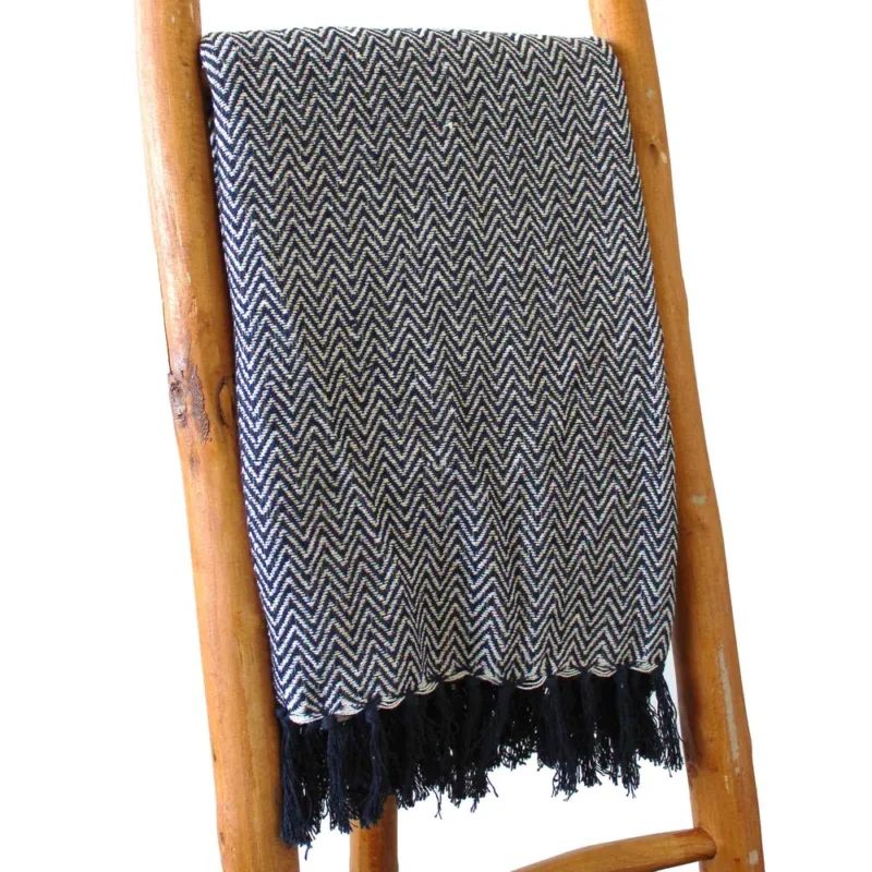 Boho Comfort Tæpper - 125x150cm - Marineblå Zigzag