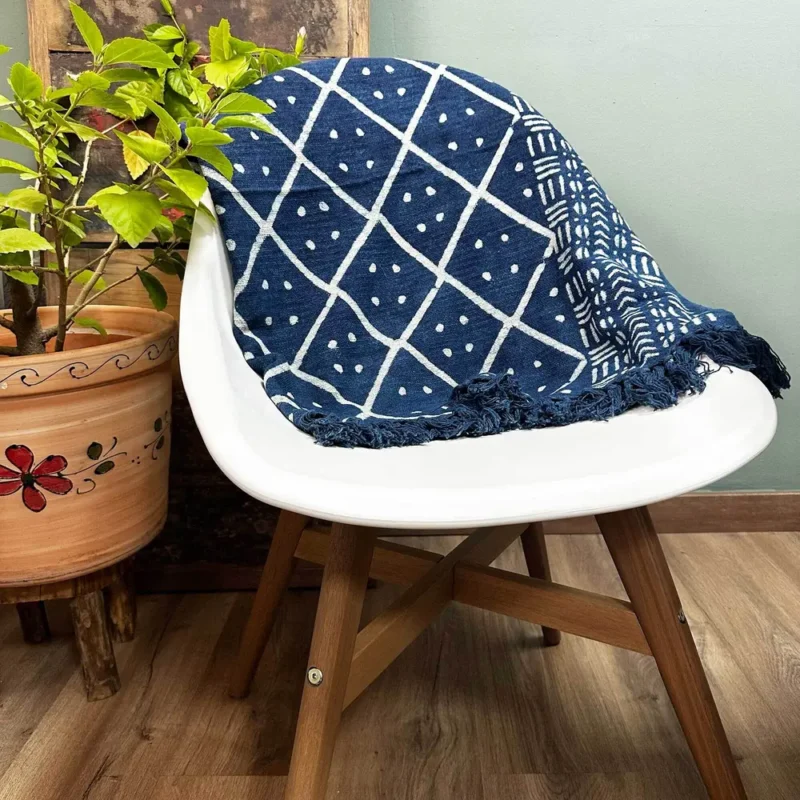 Håndlavet Indigo tæppe - 170x120cm - Midnight Heerak