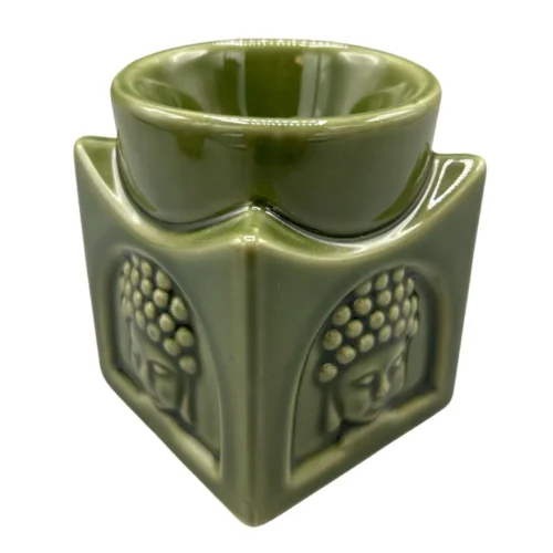 Firkantet Buddha brænder - mørk jade