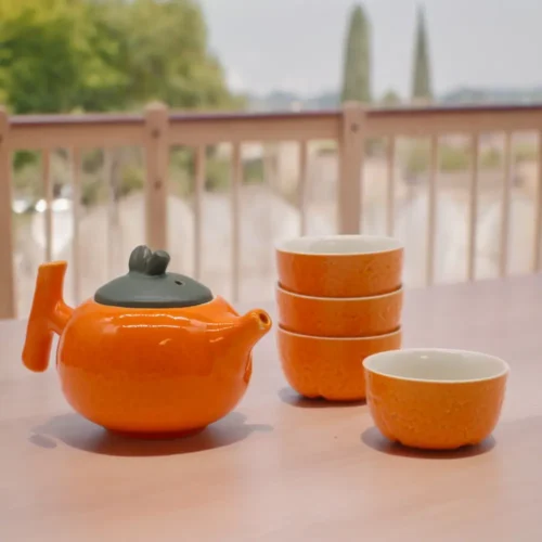 Tekandesæt - Orange - Tekande & fire kopper