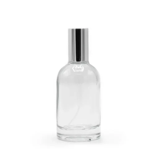 50ml tyk rund flaske,sølvspray og låg