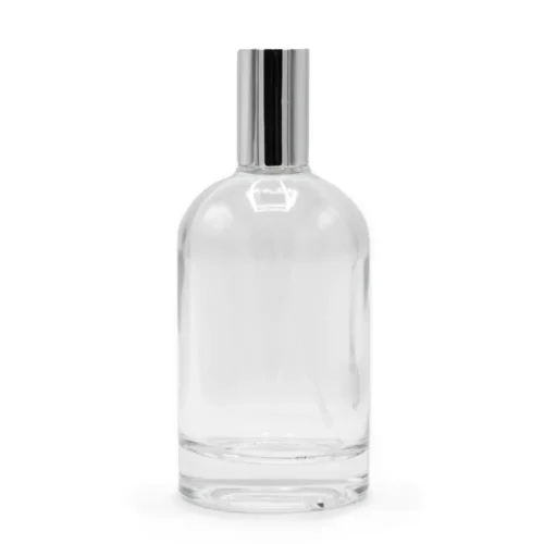 100ml tyk rund flaske,sølvspray og låg