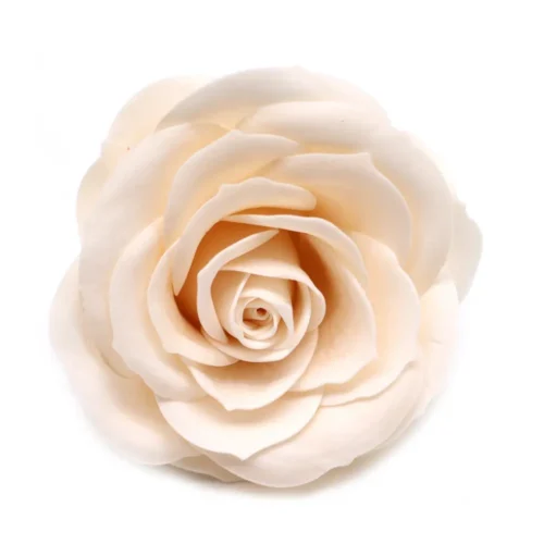 Håndlavet sæbeblomst - stor vintagerose - victoriansk elfenben