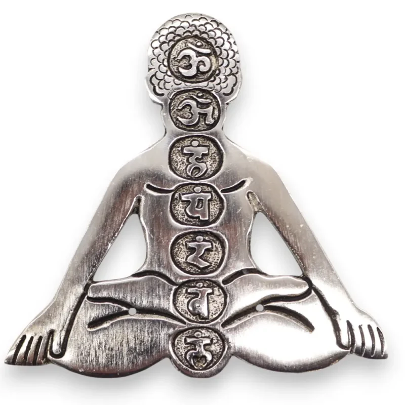 Yoga Seven Chakras Røgelseholder i poleret aluminium 12x12cm