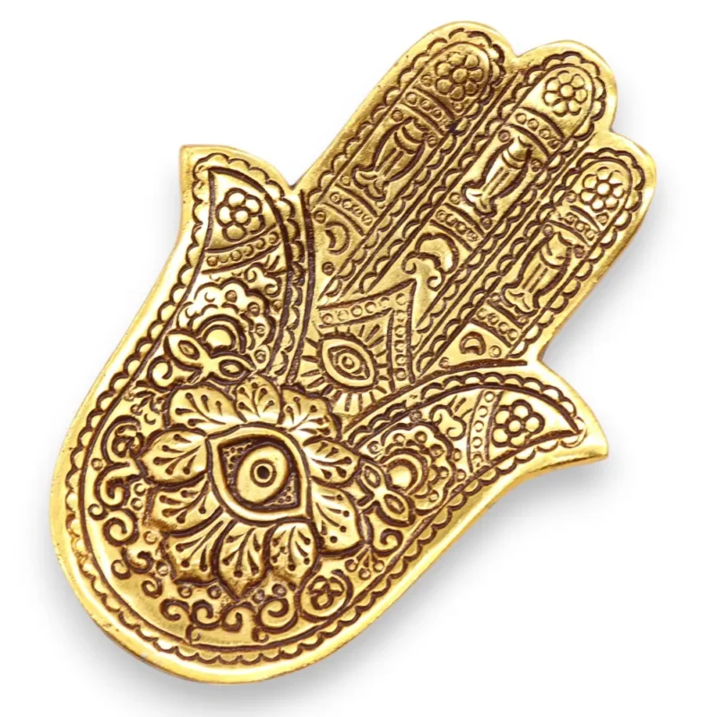 Lille Hamsa Røgelseholder Gylden Aluminium 13x5,5cm