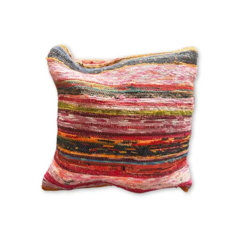 Genbrugt tæppepudebetræk - 40x40cm - Blå og Rød